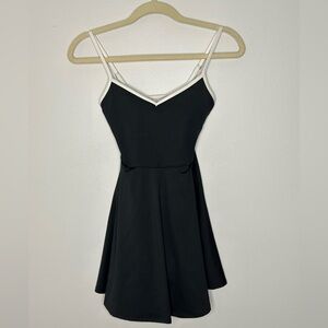 Gilly Hicks Black Athleisure Dress With White Straps and Built In Shorts